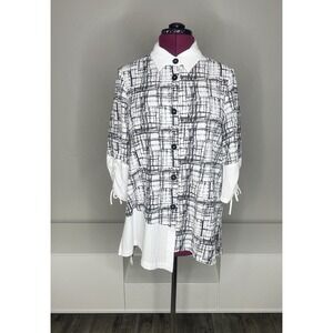 Moonlight Y S Fashion Tunic Top Women's Small Geometric Artsy Asymmetric Button